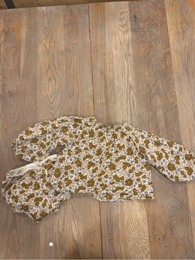 Rylee + Cru Cream and Mustard Floral Kids Matching Set